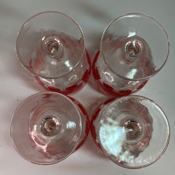 Vintage Set of Four Thumbprint Ring of Fire Chalice Glasses - Picture 6 of 6